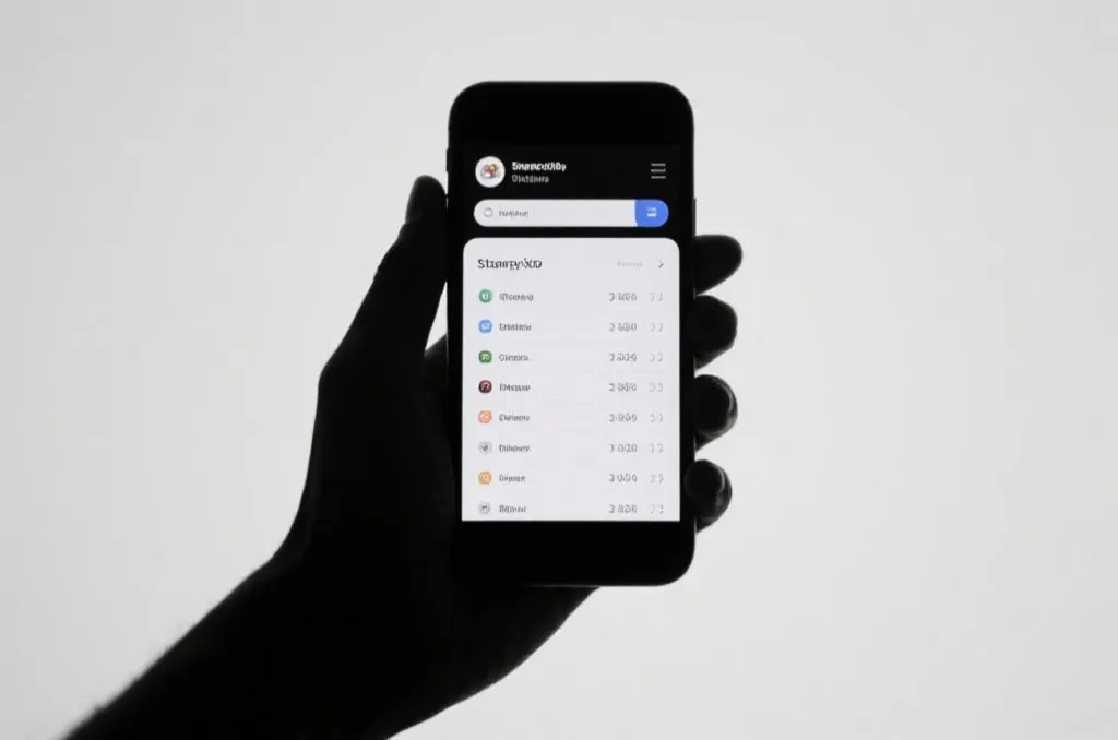 A user holding a smartphone that displays a clean sports streaming application interface